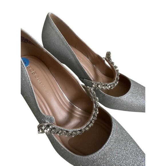 BCBGENERATION Silver Glitter Mary Jane Heels Size 7.5 NEW NWOB - Picture 7 of 9